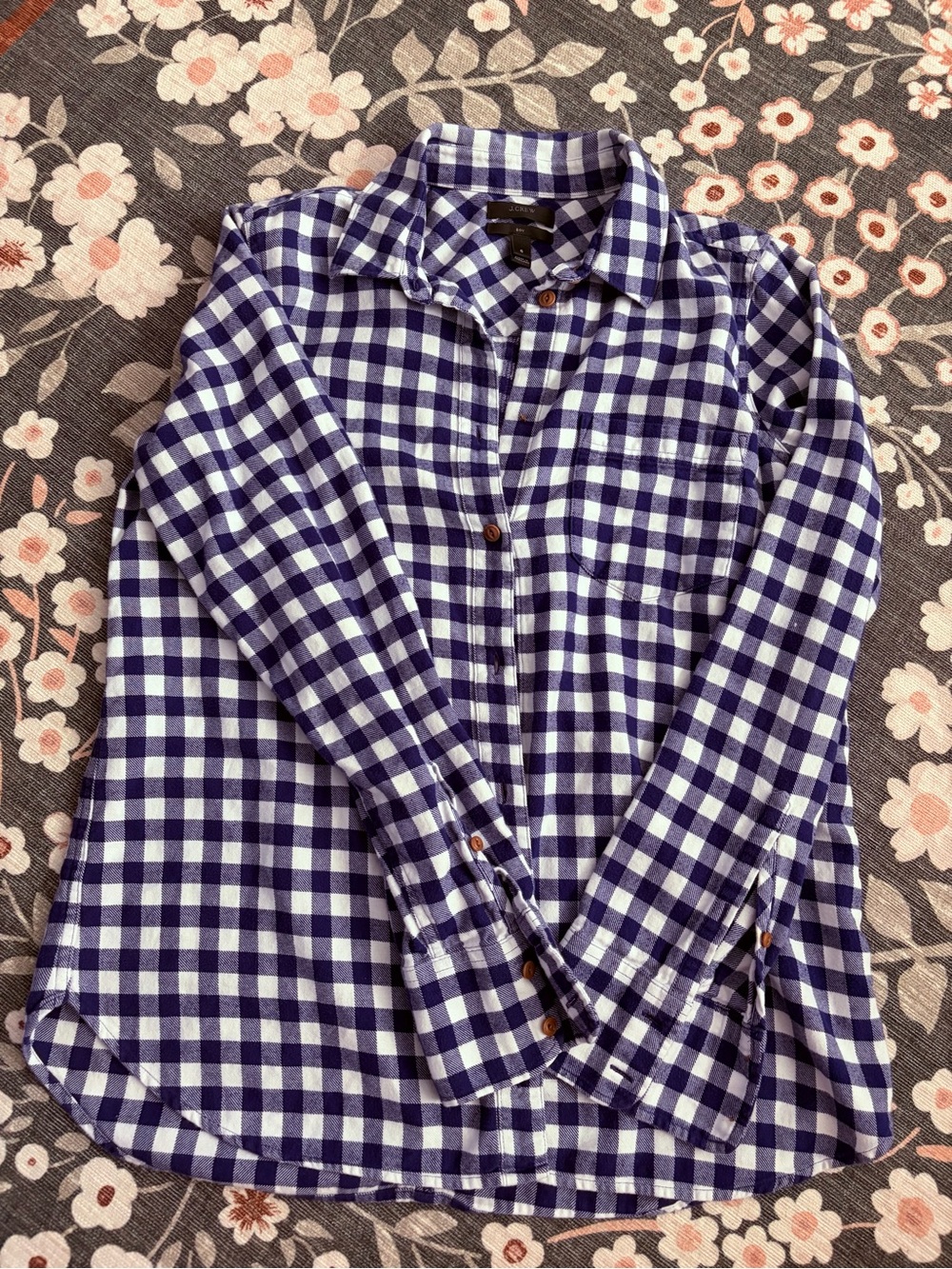 Blue and White Gingham Button-Down Shirt